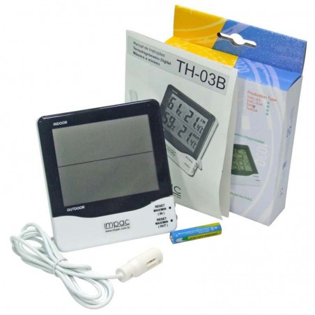 Termo-higrômetro Digital Sensor Externo e Interno TH-03B