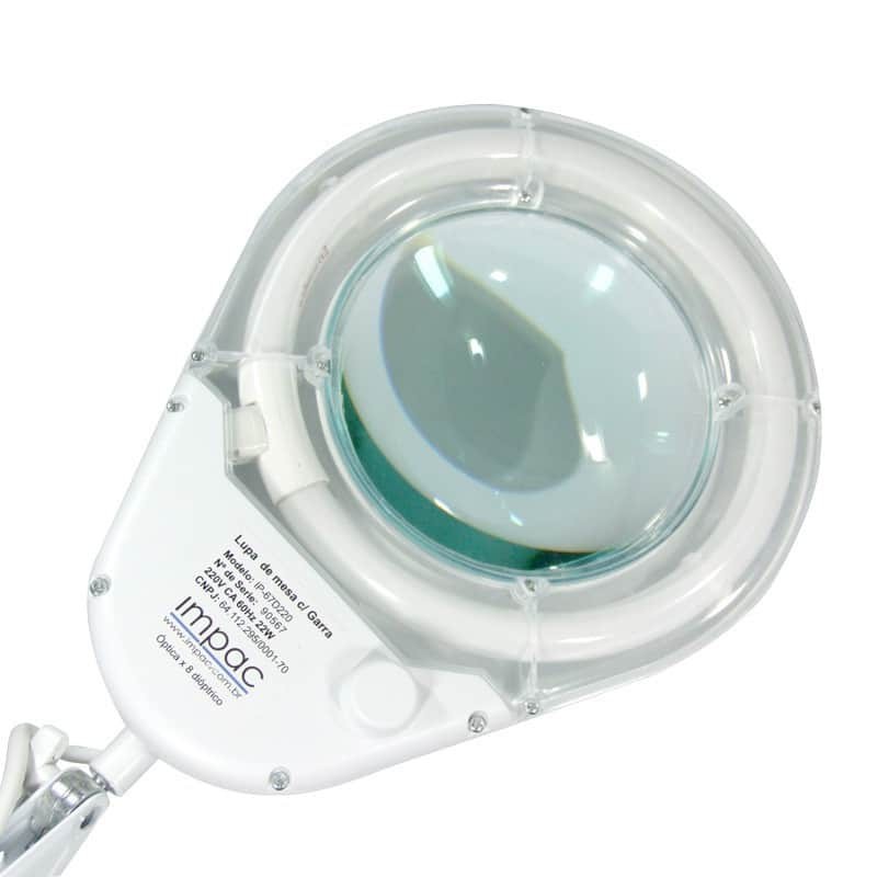 Lupa de mesa com luminária e lente de...