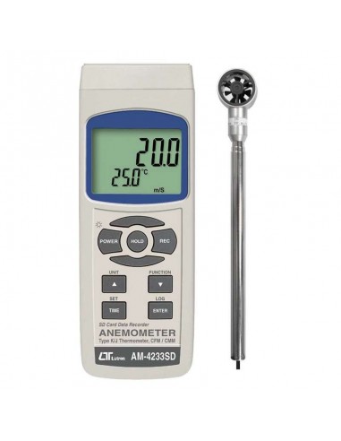 Anemômetro Microhélice com medição vazão ar AM-4233SD Lutron